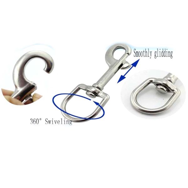 Stainless Steel 316 Single Head Spring Hook Pet Hook Snap Hook with Polished Finish