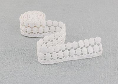 White Guipure Embroidered Lace Trim Organic Swiss Cotton Lace Trim For Camisole