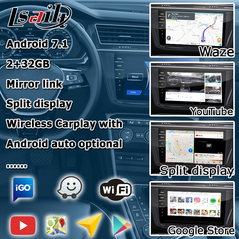 Вида сзади интерфейса автомобиля VW Tiguan T-ROC Etc MQB экран Youtube WiFi видео- видео- брошенный