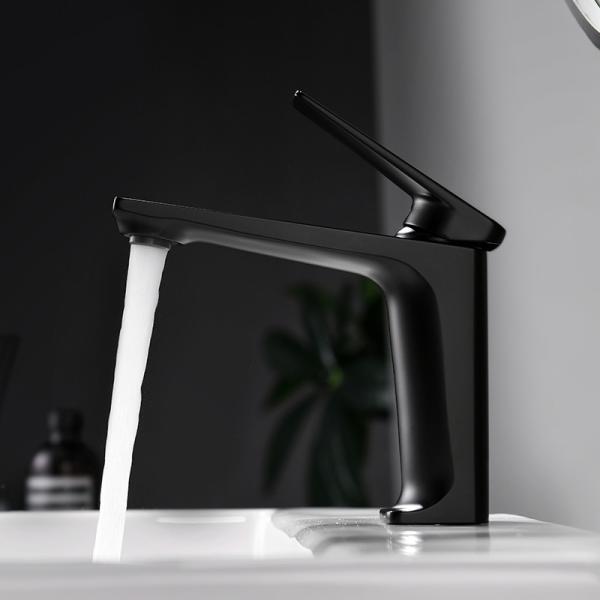 Brass Single Hole Single Handle Basin Mixer Tap in Matte Black