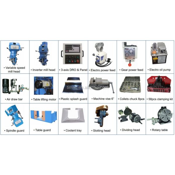 Customized Voltage M250 Vertical Turret Milling Machine with 2.25kW Spindle Motor Power
