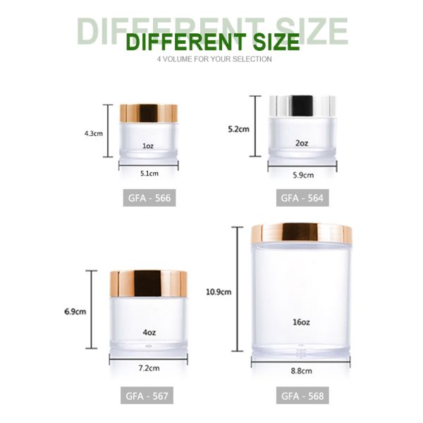 Rose Gold Eco Empty Acrylic Powder Containers 0.5oz 1oz 2oz