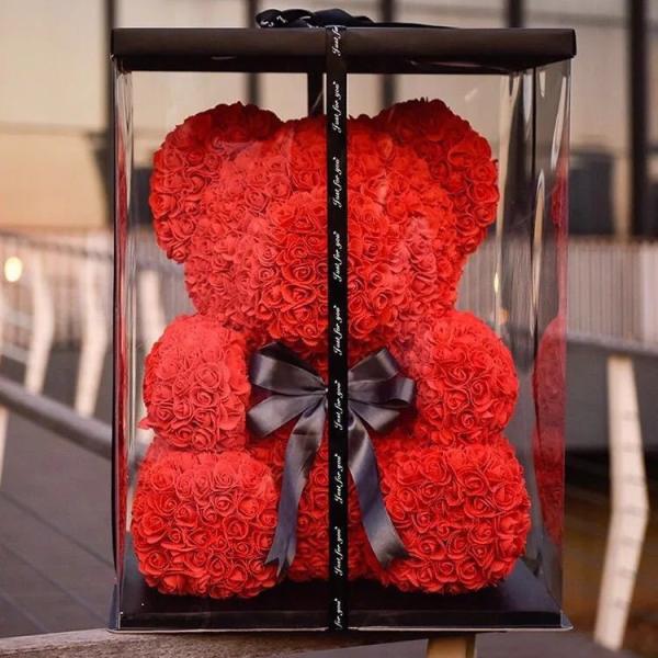 Easter Gift Rose Bunny Wholesale PE Roses Bear with More Colors Bear Roses for Christmas Gift