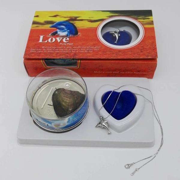 Love Pearl Necklace Set Oyster Cage Pendant  Wish Pearl Jewelry Gift Box