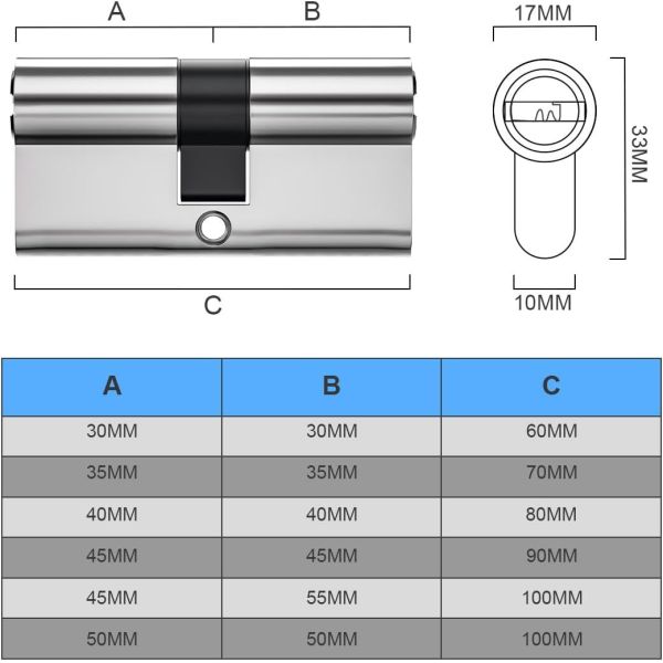 Super Polish Chrome Plated Solid Brass Body with S Type Key BRASS DOOR CYLINDER