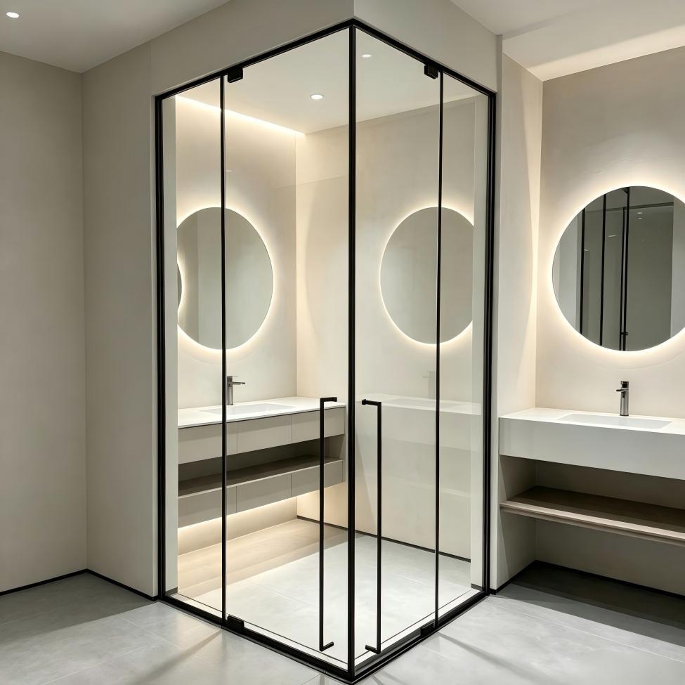 Anti Slip Corner Frosted Glass Shower Enclosure Semi Frameless Door ODM