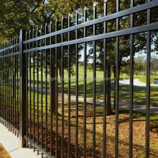 6ftx8ft Black Metal Garden Fences Powder Coated Galvanized Steel Anti Rust Affordable