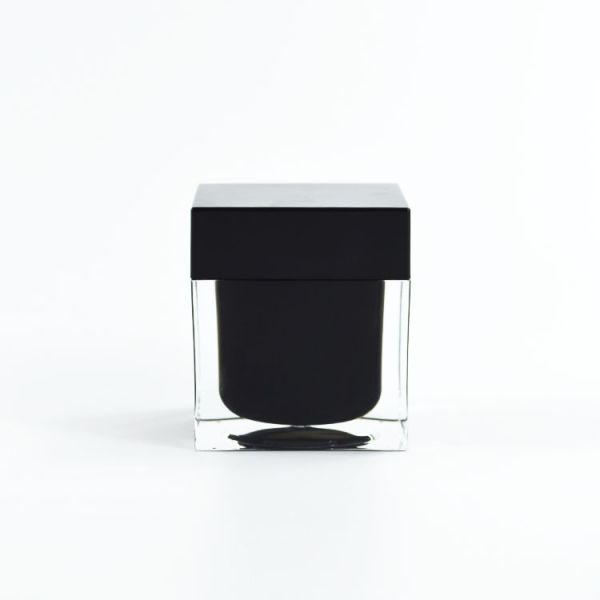 Acrylic Collar Jar for Skin Care Cream in Thick Wall Square Shape Customized Color