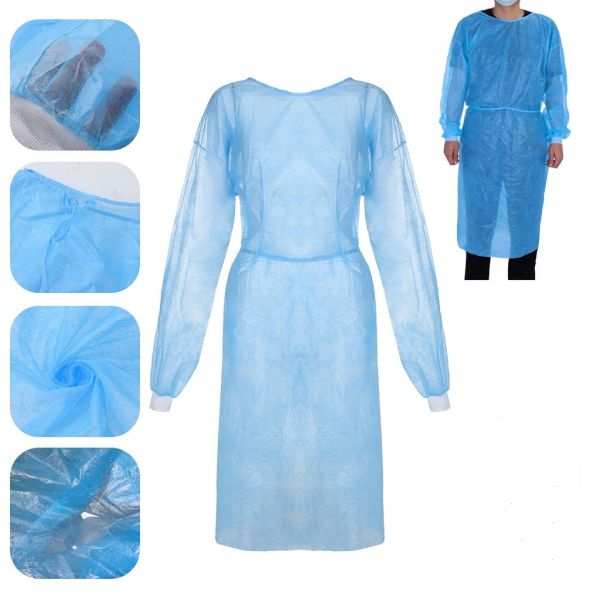 Elastic Cuffs Disposable Non Woven Isolation Gown
