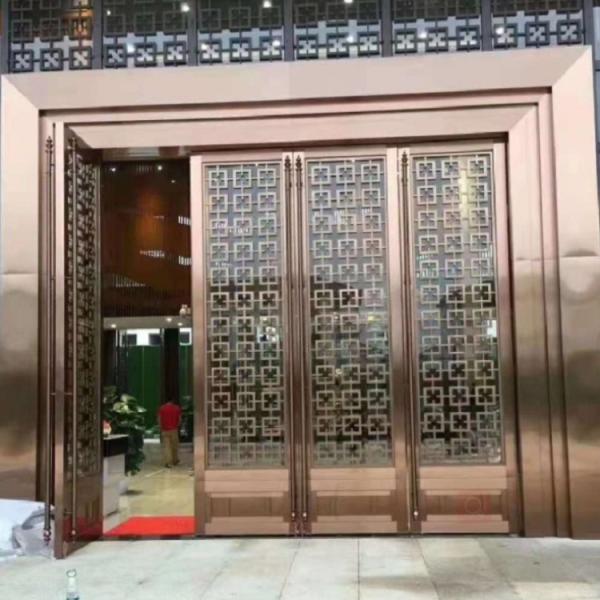 Stainless Steel Decorative Entry Door Exterior Double Security Door For House
