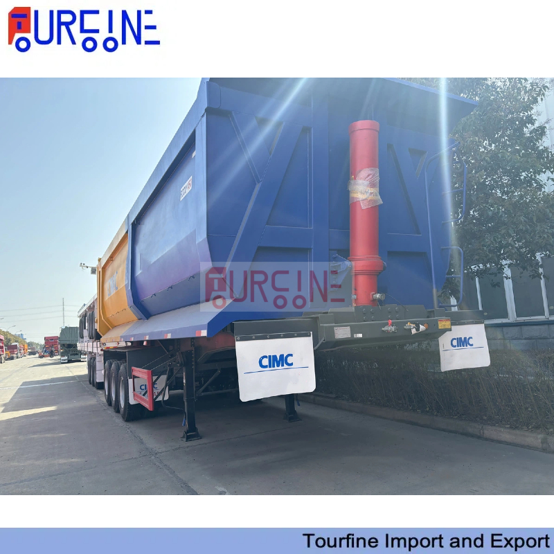 Tri Axle 40 Ton Rear Dump Semi Trailer For Sand Stone Aggregate Transportation