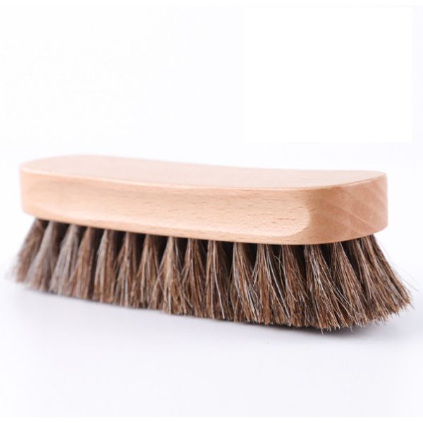 Calzado de pelo de caballo de madera Lustrador de zapatos Pinceles de piel Calzado de piel Cuidado de botas Limpieza de la piel de caballo Aplicadores Pincelas limpiadoras de terciopelo