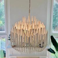 White LED Nordic Pendant Light Wooden Metal Chandelier