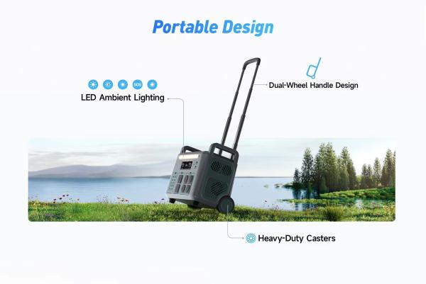ATZ 3600W Portable Power Station EU Multiple AC And DC Outputs 230VAC Dual Wheel Handle Design