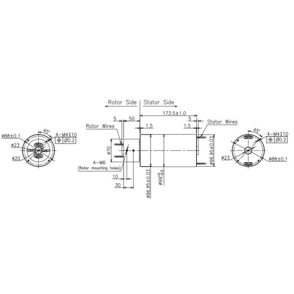 Внутренняя скважина 200rpm 20mm через кольцо выскальзывания отверстия для энергии ветра