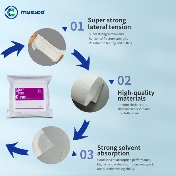 4 чистка Spunlace бумажной промышленности чистой комнаты дюйма 60g сухая Nonwoven обтирает