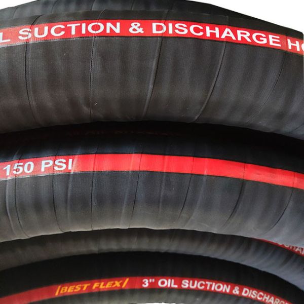 NBR Rubber Hydraulic Oil Hose , Flexible Textile Braided Oil Suction Hose