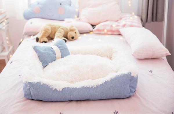 				Cute Design Fleece Bows Pet Pads Cushion Warm Dog Beds 	        