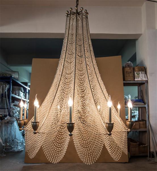 Long chandelier crystal decoration lamp hall lighting villa building spiral staircase chandeliers(WH-CI-121)