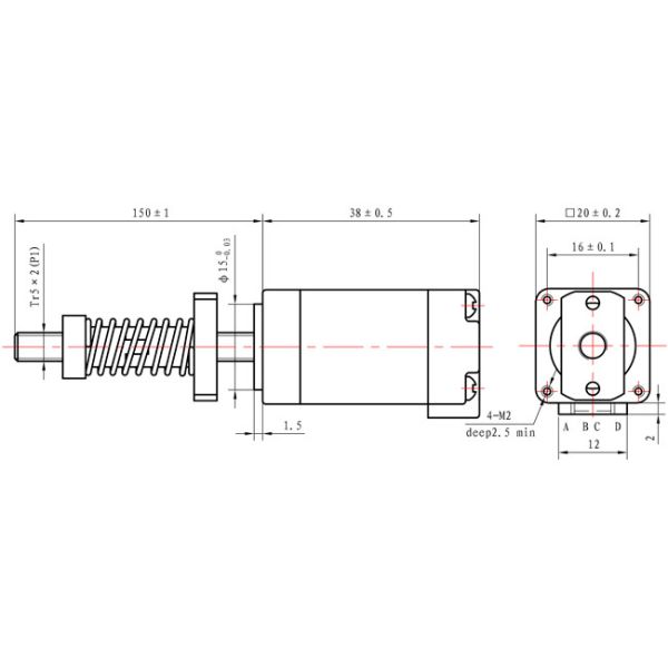 NEMA 8 Non Captive DC Stepper Motor 38mm Body Tr5×2 For Beauty Equipment