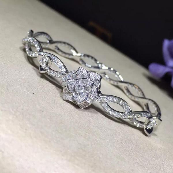 PIAGET  brand  jewelry Piaget Rose bracelet in 18K white gold set with 190 brilliant-cut diamonds (approx. 1.32 ct).