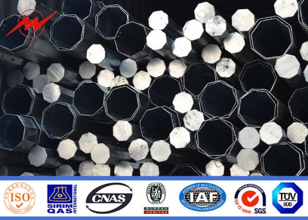 High Voltage 35KV Cross Arm Galvanized Steel Power Tubular Poles With Bitumen