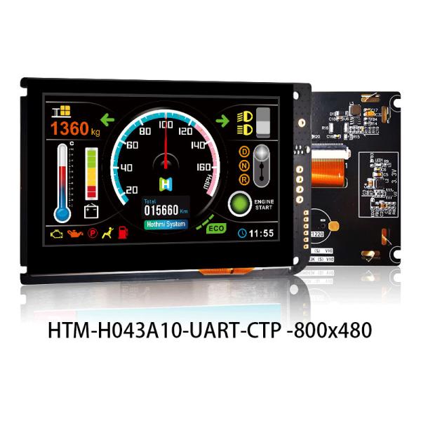 4,3 affichage capacitif de TFT LCD 800x480 d'écran tactile d'UART de pouce AVEC LE TABLEAU de CONTRÔLE d'affichage à cristaux liquides