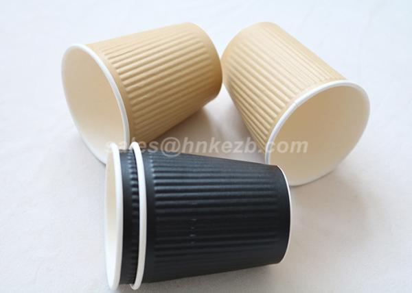 Food Grade 8 Oz Ripple Paper Coffee Cups , Disposable Paper Cups With Lids