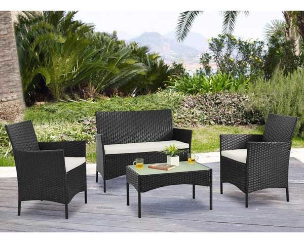 4 Pieces Rattan Wicker Outdoor Furniture Sofa Patio Set With Cushion