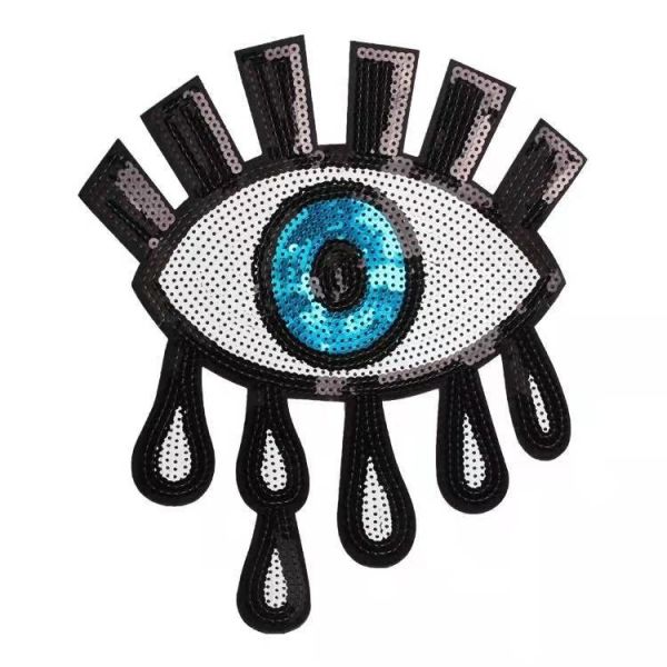 Twill Fabric Adhesive Applique Embroidery Patches for Clothing Large Size Evil Eyes