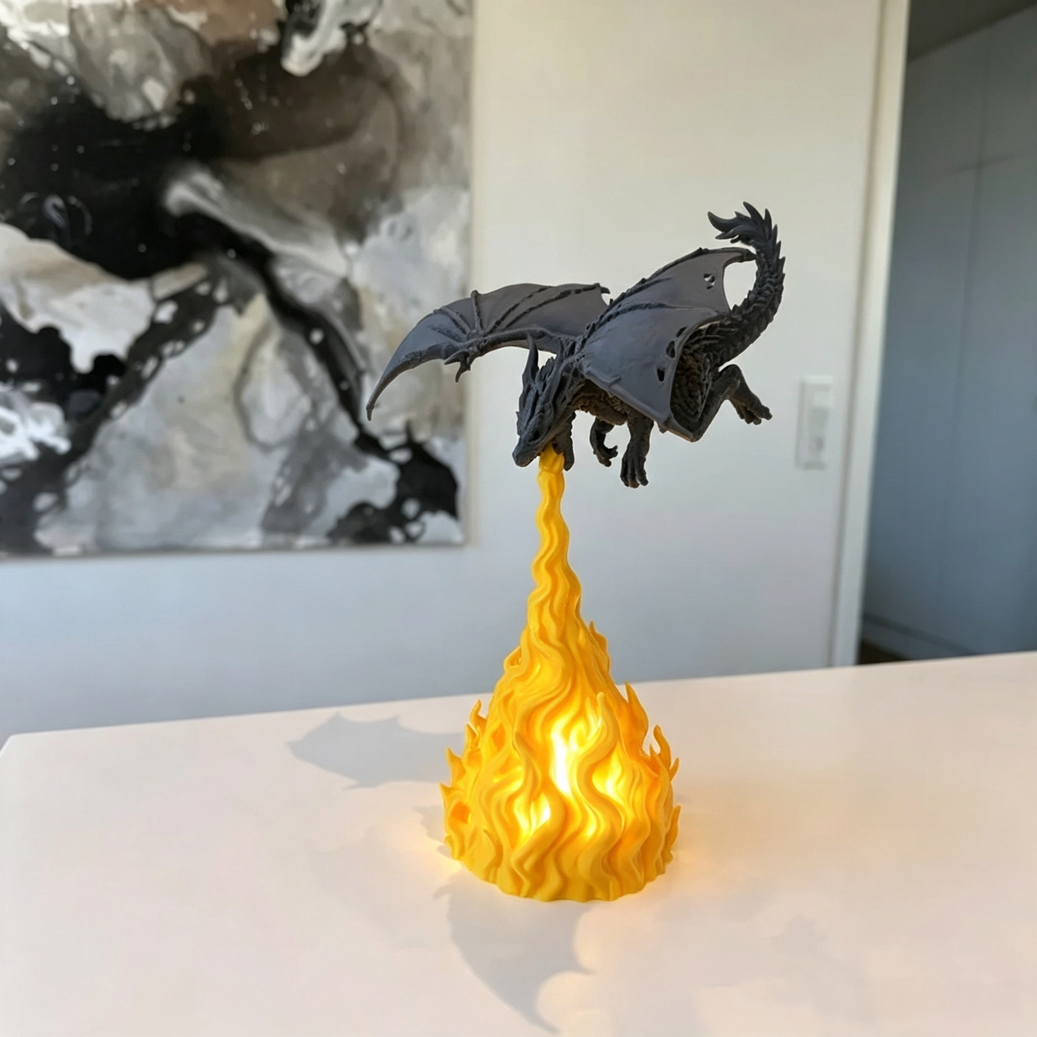 Flying Dragon Breathing Fire Night Light, 3D Printed Lighting Fixtures Creative Table Lamp