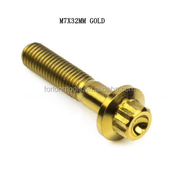 6AL-4V GR5 DIN Standard M7*32 12 Point Flange Head Titanium Split Rim Bolt for BBS and Durable Design
