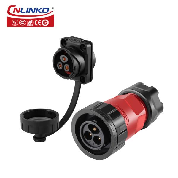 CNLINKO IP68 Waterproof 20a 12v DC Power Plug 20A 3 Pin Connector M20 Circular Male Female Power Connector