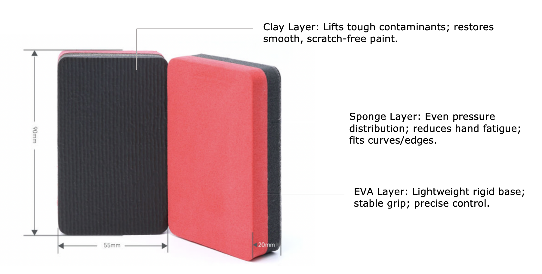 3 Layer Clay Blocks For Car Detailing 55x90mm Auto Detailing