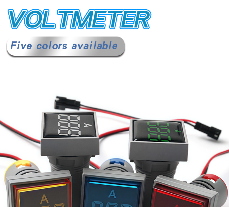 YZ Digital LED Mini Ammeter AD16-22AMS AC50-500V Plastic 22mm Multi-color Open Hole Current Meter Indicator Panel Meter