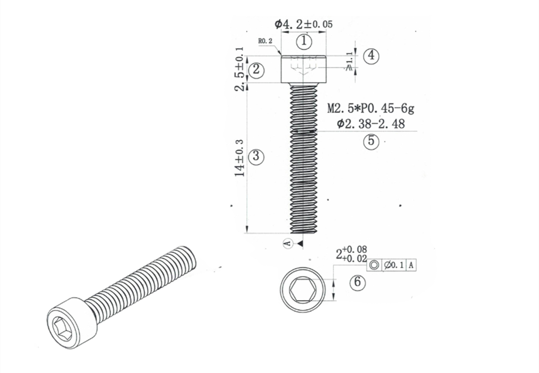 M2.5x14mm Oxidized Black Hex Screws Cylinder Head Cap Screw