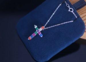 ODM 925 Sterling Silver Neckalce Diamond Cross Pendant Jewelry