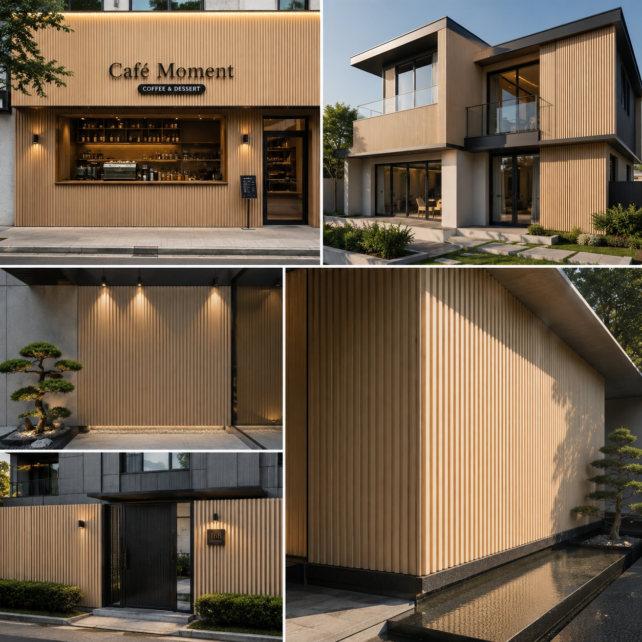 218x26mm WPC Outdoor Wall Panels First Generation Fluted Exterior Cladding Waterproof Weather-Resistant