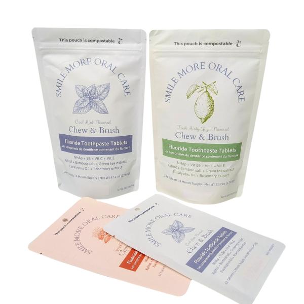 Biodegradable Kraft Paper Bag White Stand Pouch Ziplock Plastic Packing For Pet Food Compostable