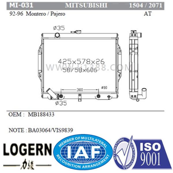 Open Type MITSUBISHI Car Radiator Used In Pajero / Montero'92-96 Montero