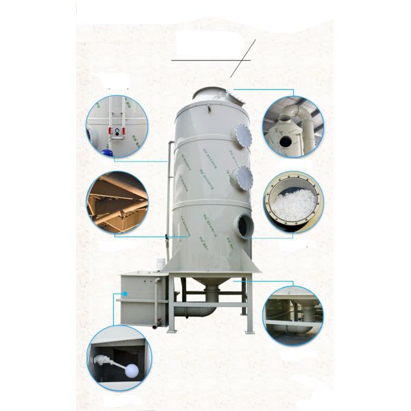 Полипропиленовый мокрый воздушный очиститель Газоочистительная башня D800 * 3500 мм для химического завода