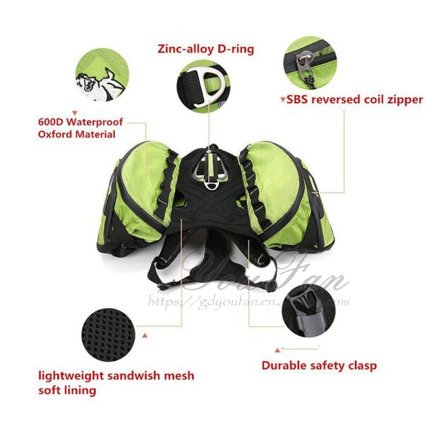 2 In 1 Pet Carrier Bag , 600D Waterproof Oxford Dog Backpack Harness