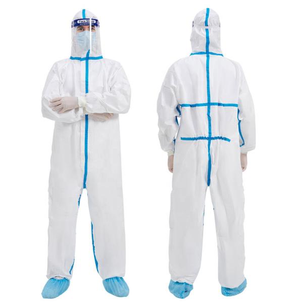 Disposable Coverall Heavy Duty and Breathable Non-Woven Unisex Full Sizes Hooded with Elastic Wrist and Ankles Type5/6 Coverall