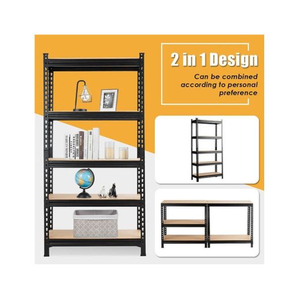 Customized 5 Layer Boltless Rivet Shelving with White Laminate Particle Board Shelf