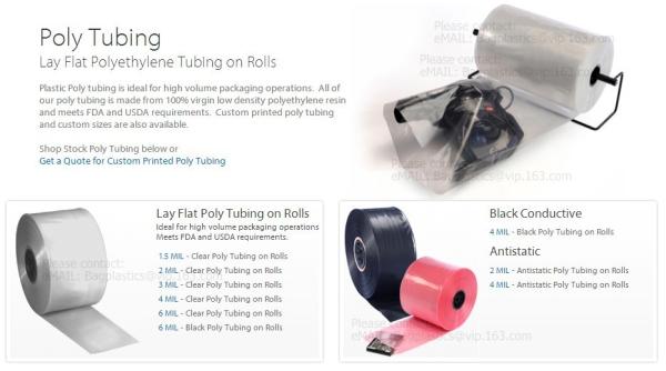 Poly tubing with customer printing and anti static tube film, gusset poly tubing on roll