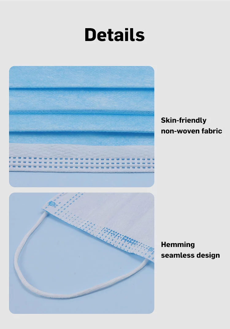 Three Layer Disposable Surgical Mask Non Woven Fabric Dust Protection