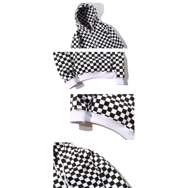 Mens Plaid Sublimation Pullover Sweater Hoodies With Silk Screen Printing