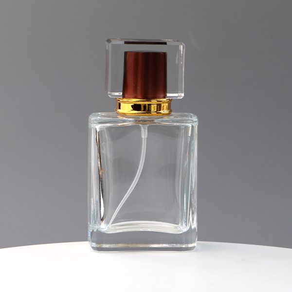 Spot Square Transparent Glass Perfume Bottle Acrylic Cover Spray Press Travel Separate Bottle Cosmetics Sample Bottle