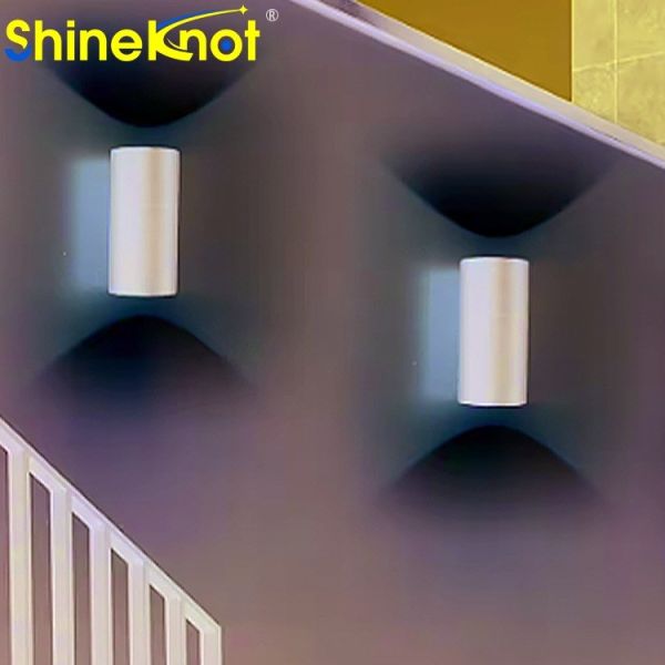 2*10W Gu10 Aluminum Round Double Head Outdoor Aluminum Wall Lamp 2- 30000 Working Lifetime