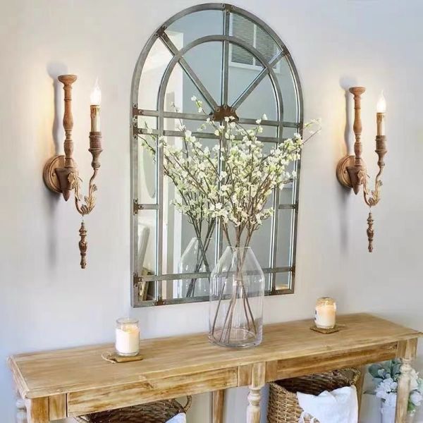 Пасторальный ретро Старый деревянный арт Стенная лампа Гостиная Столовая Столовая Спальня Коридор Свадебное украшение